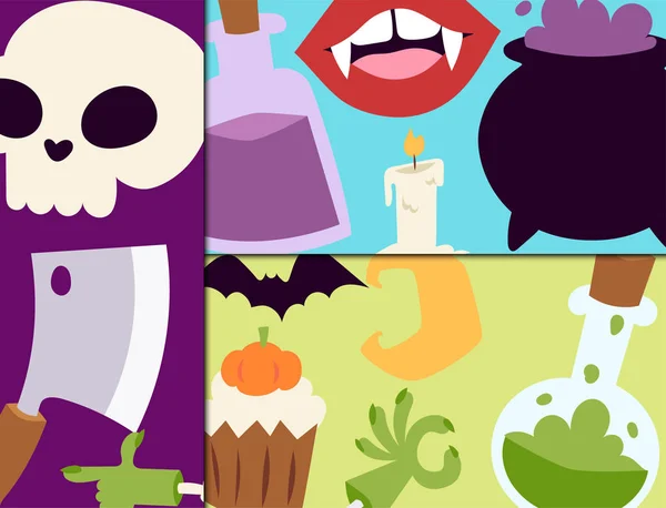 Halloween carte carnevale vettoriale illustrazione con zucca e fantasma spettrale ottobre autunno paura inquietante segno tradizionale . — Vettoriale Stock