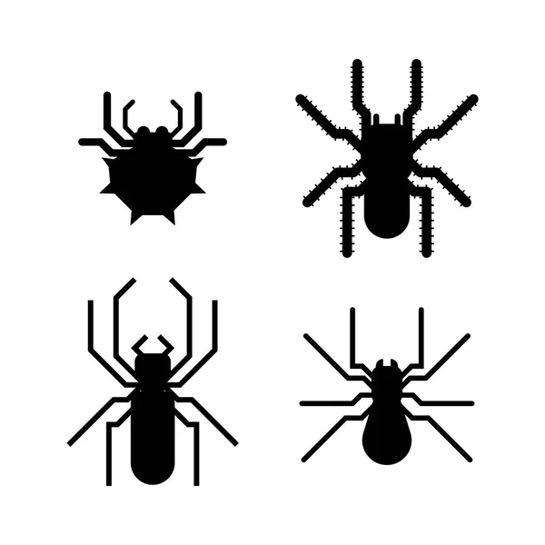 Spider web silueta Pavoukovec strach grafické byt děsivá zvířecí design příroda hmyzu nebezpečí horor halloween vektorové ikony. — Stockový vektor