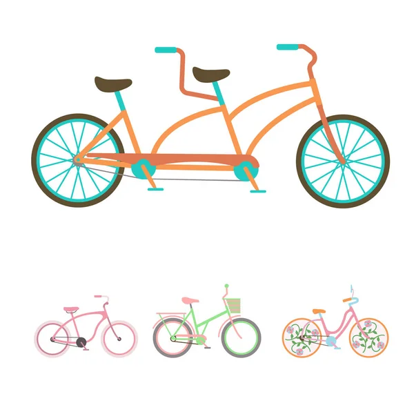 Векторные велосипеды винтажный стиль старый велосипедный транспорт ретро-езды транспортное средство летний велосипедный транспорт иллюстрация — стоковый вектор