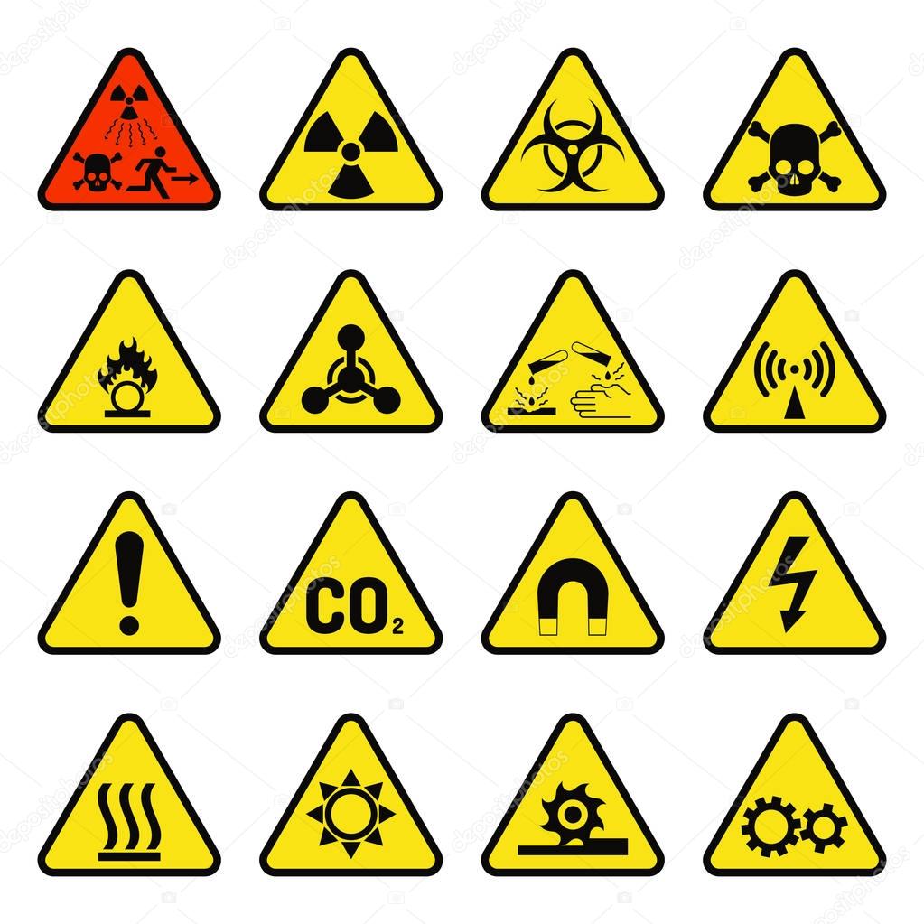 Prohibition signs industry production vector warning danger symbol forbidden safety information protection no allowed caution information.