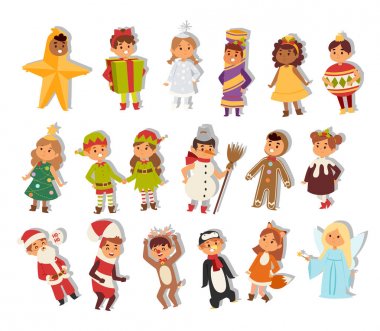 Noel karnaval kılık illüstrasyon vektör çocuklar.