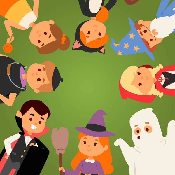 Милые дети в векторе костюмов для Хэллоуина . — стоковый вектор