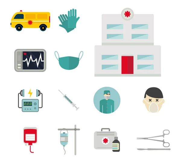 Iconos de ambulancia medicina vectorial salud hospital urgente farmacia píldora apoyo tratamiento paramédico — Archivo Imágenes Vectoriales