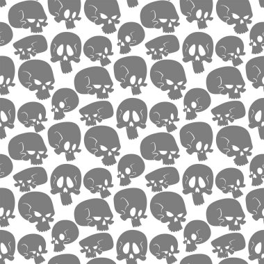 Kafatası kemikleri insan yüzü halloween korku ölüm korkunç vektör çizim Dikişsiz desen arka plan korku.
