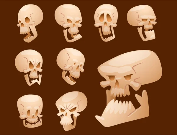 Huesos de cráneo cara humana Halloween horror crossbones miedo vector aterrador ilustración aislado en el fondo . — Vector de stock