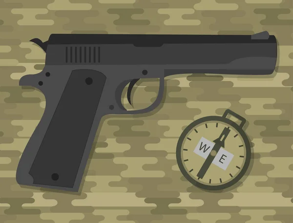 Armas vector pistola pistola subametralladora arma arma de fuego bala militar arma de fuego herramienta del ejército . — Archivo Imágenes Vectoriales