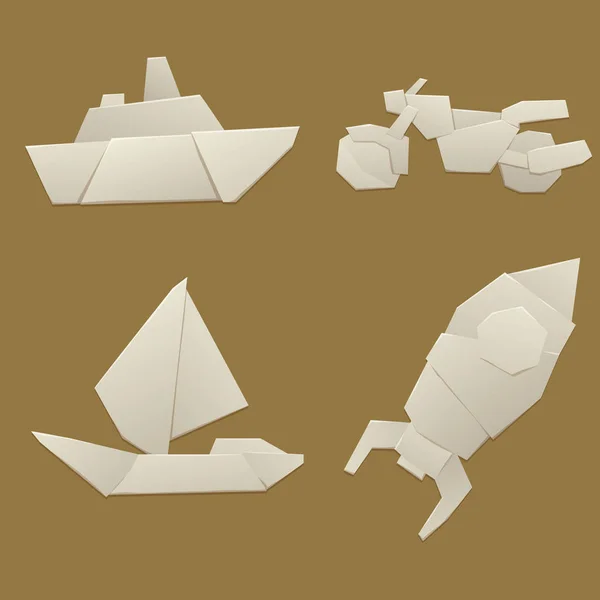 Origami concept de transport de papier logistique original feuille de papier de voyage plat illustration vectorielle de liberté de transport . — Image vectorielle