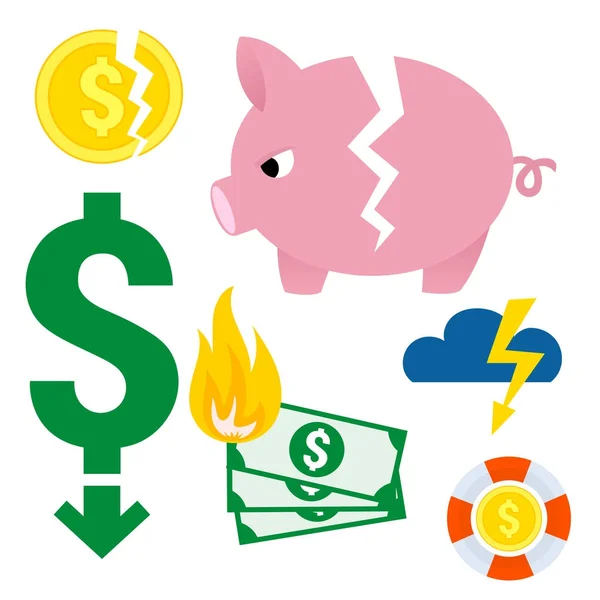 Crisis symbolen concept probleem economie banking bedrijf financiën ontwerp investeringen pictogram vectorillustratie. — Stockvector