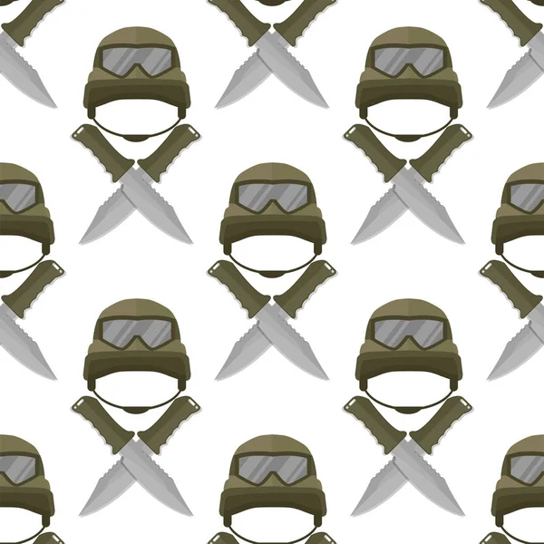 Casque de camouflage moderne militaire protection de l'armée motif sans couture arrière-plan soldat uniforme chapeau protecteur acier équipement armé vectoriel illustration . — Image vectorielle
