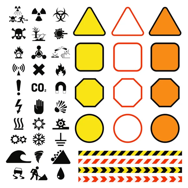 Panneaux d'interdiction industrie production vectoriel avertissement danger symbole interdit sécurité information protection pas permis mise en garde information . — Image vectorielle