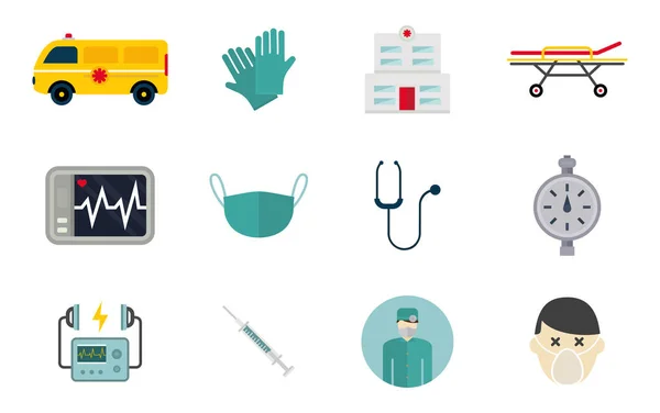Iconos de ambulancia medicina vectorial salud hospital urgente farmacia píldora apoyo tratamiento paramédico — Archivo Imágenes Vectoriales