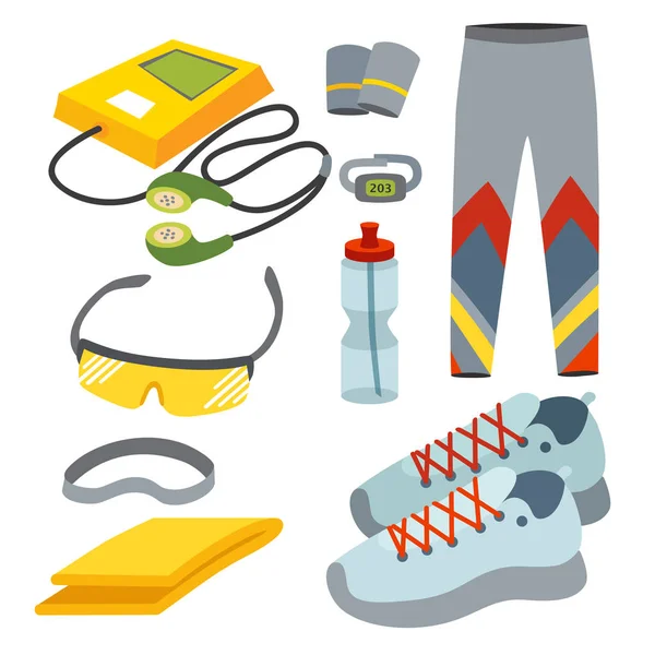 Sportswear Laufbekleidung Läuferausrüstung für Sport-Workout-Vektor-Illustration — Stockvektor