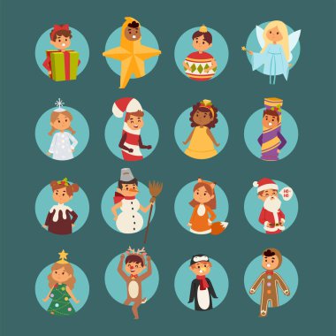 Noel karnaval kılık illüstrasyon vektör çocuklar.
