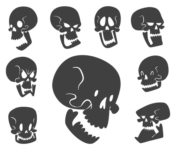 Huesos de cráneo cara humana Halloween horror crossbones miedo vector aterrador ilustración aislado en el fondo . — Archivo Imágenes Vectoriales