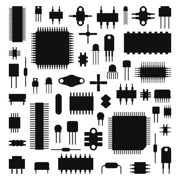 Számítógépes chip technológia processzor áramkör alaplap információs rendszer vektoros illusztráció — Stock Vector