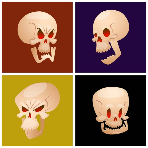 Huesos del cráneo cara humana tarjetas de Halloween huesos cruzados de terror miedo vector de ilustración aislado en el fondo . — Vector de stock