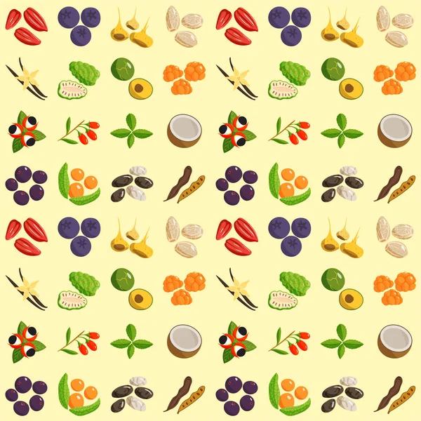 Vektorbeeren nahtlose Muster vegetarische mit Beerenzweigen Hintergrund Illustration — Stockvektor