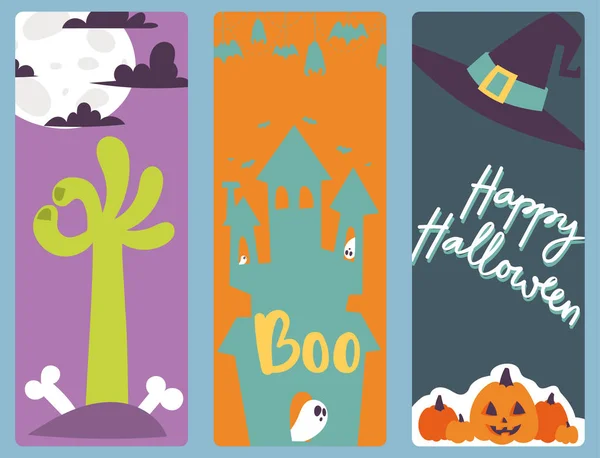 Fiesta de Halloween fiesta folleto tarjetas de invitación vector ilustración — Vector de stock