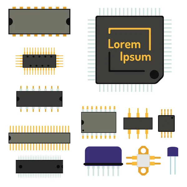 Computer chip technology processor circuit motherboard information system vector illustration — Stock Vector