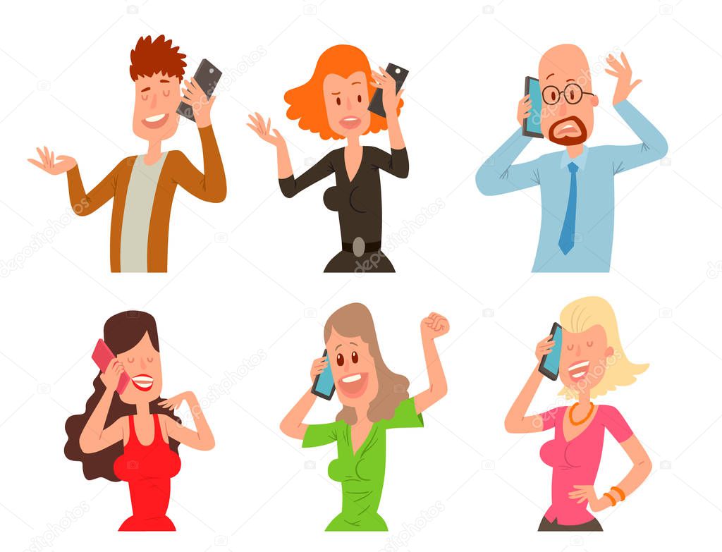 Successful professional business people character talking his cell phone vector illustration