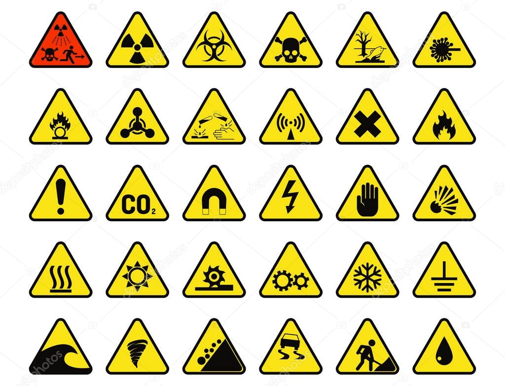 Prohibition signs industry production vector warning danger symbol forbidden safety information protection no allowed caution information.