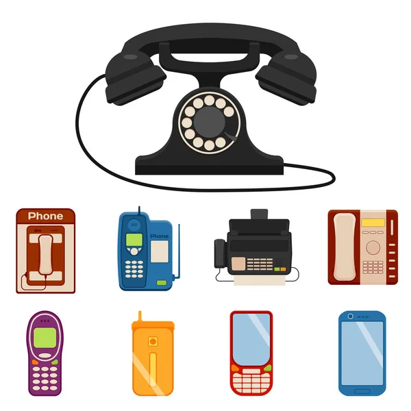 Vector vintage phones retro lod número de chamada de telefone conexão dispositivo tecnologia ilustração telefônica —  Vetores de Stock