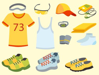 Giysi runner Dişliler spor egzersiz vektör çizim için çalışan spor giyim