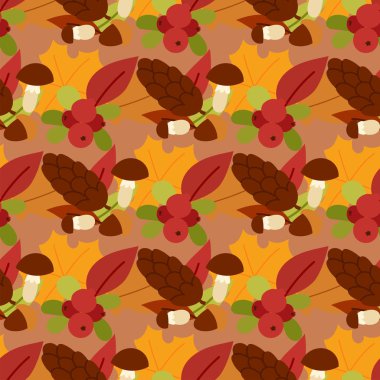 Vektör sonbahar çilek seamless modeli vejetaryen berry gıda ile duvar kağıdı dalları arka plan illüstrasyon