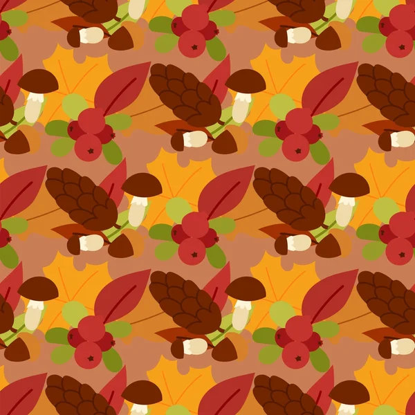 Vector autumn berries seamless pattern vegetarian berry food wallpaper with branches background illustration