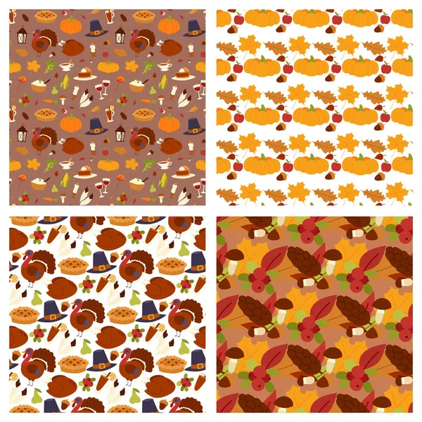 Happy thanksgiving day design holiday seamless pattern background fresh food harvest autumn season vector illustration
