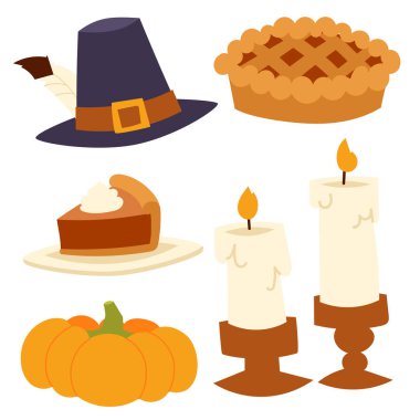 Mutlu Şükran günü tasarım tatil nesneleri taze yiyecek hasat Sonbahar sezonu vektör çizim