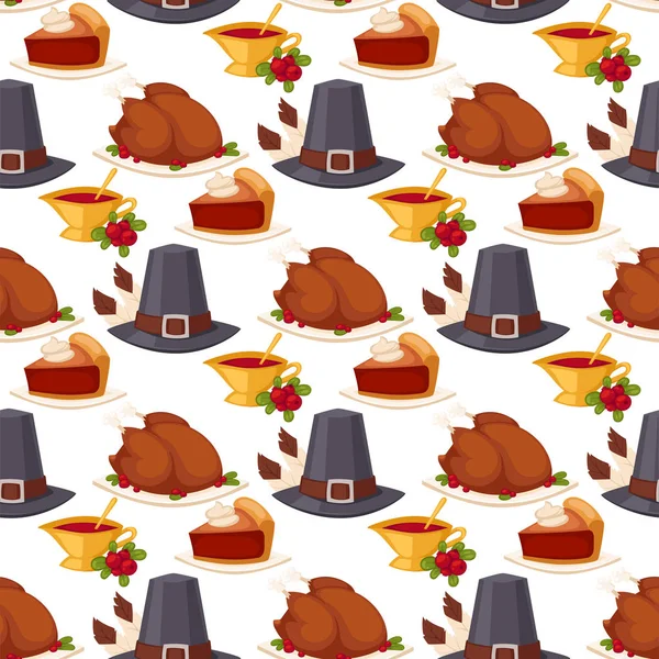 Happy thanksgiving day design holiday seamless pattern background fresh food harvest autumn season vector illustration