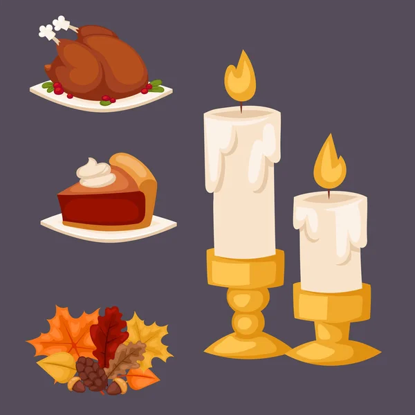 Happy Thanksgiving jour conception vacances objets nourriture fraîche récolte automne saison illustration vectorielle — Image vectorielle