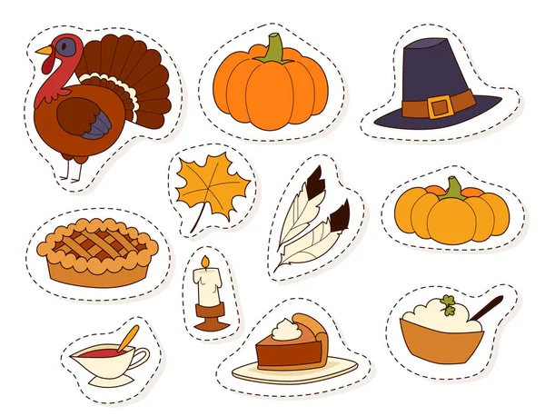 Happy thanksgiving day ontwerp vakantie objecten vers voedsel oogst herfst seizoen vectorillustratie — Stockvector