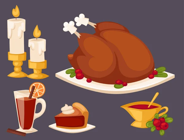 Happy thanksgiving day design semester objekt färsk mat skörden höstsäsongen vektorillustration — Stock vektor