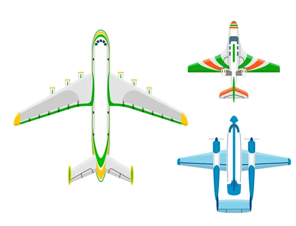 Illustration vectorielle de l'avion vue du dessus et transport aérien moyen de transport conception voyage vitesse aviation . — Image vectorielle