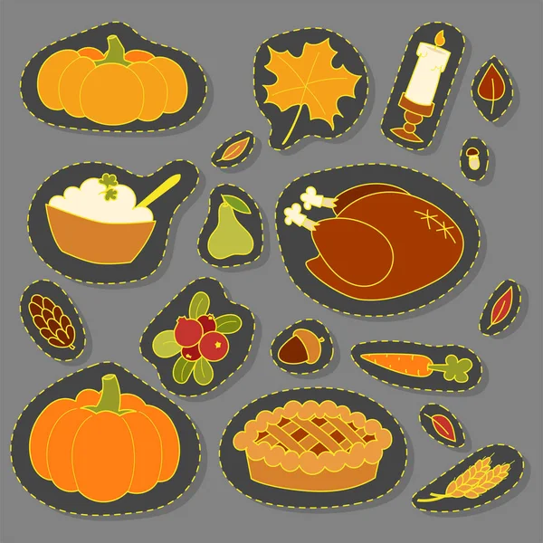 Happy thanksgiving day design holiday objects fresh food harvest autumn season vector illustration — Stock Vector