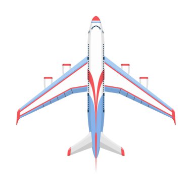 Vektör uçak illüstrasyon üstten görünüm ve uçak ulaşım yolu tasarım yolculuk hız Havacılık seyahat.