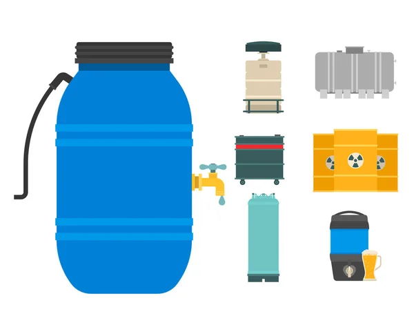 Serbatoi di capacità serbatoi di capacità serbatoi di capacità serbatoi di stoccaggio fusti di petrolio contenitore serbatoio chimico vettoriale illustrazione — Vettoriale Stock