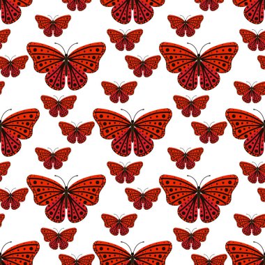 Mevcut siluet ve güzellik Doğa bahar böcek dekorasyon vektör çizim soyut dekoratif Dikişsiz desen arka plan ile renkli kelebekler uçuyor.