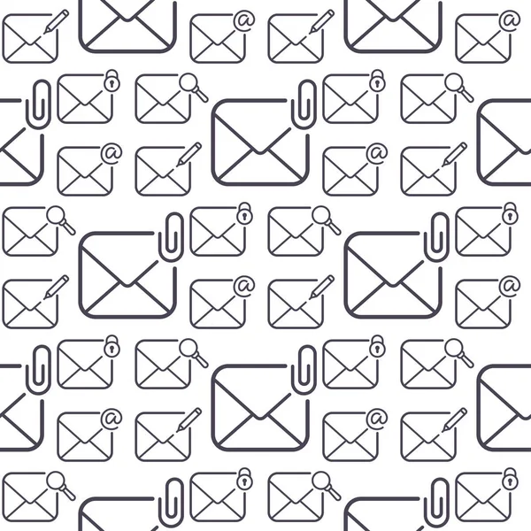 Cobertura de envelope de e-mail comunicação correspondência sem costura padrão plano de fundo esboço papel vazio cartão escrita mensagem vetor ilustração . —  Vetores de Stock