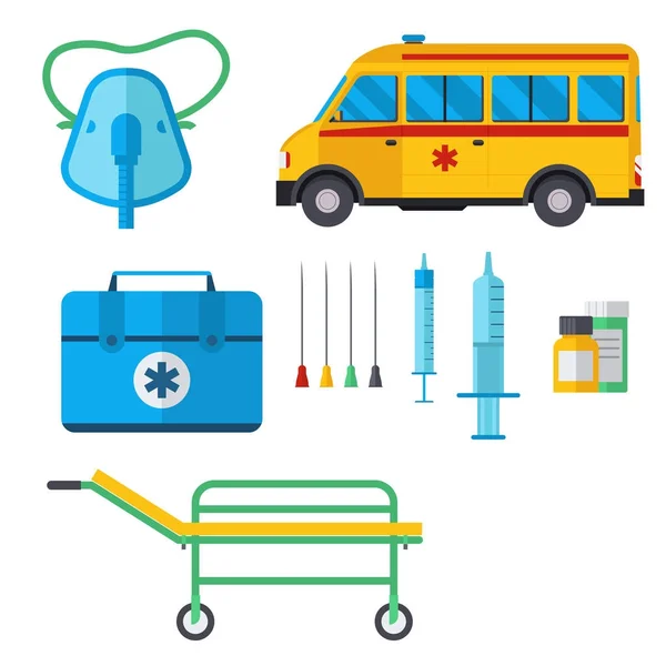 救急医学健康緊急車ベクトル病院緊急薬局医療サポート救急治療図 — ストックベクタ