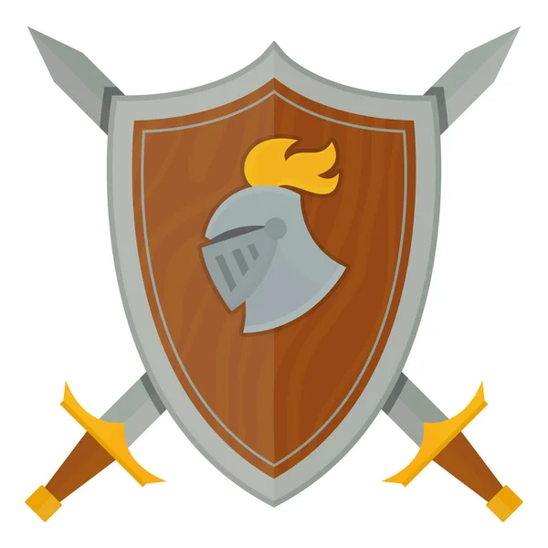 Ritter Schild mittelalterliche Waffen heraldische Ritterschaft Schutz mittelalterliches Königreich Ausrüstung ritterlicher Vektor Illustration. — Stockvektor