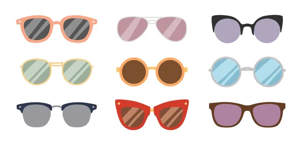 ファッション サングラス アクセサリー太陽メガネめがねプラスチック フレーム ゴーグル モダンな眼鏡のベクトル図. — ストックベクタ