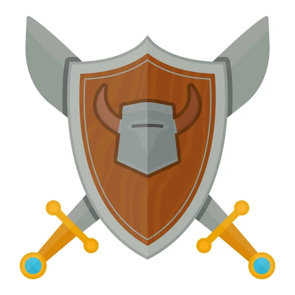 Cavalieri scudo armi medievali araldica protezione cavalierato regno medievale ingranaggio cavaliere vettore illustrazione . — Vettoriale Stock