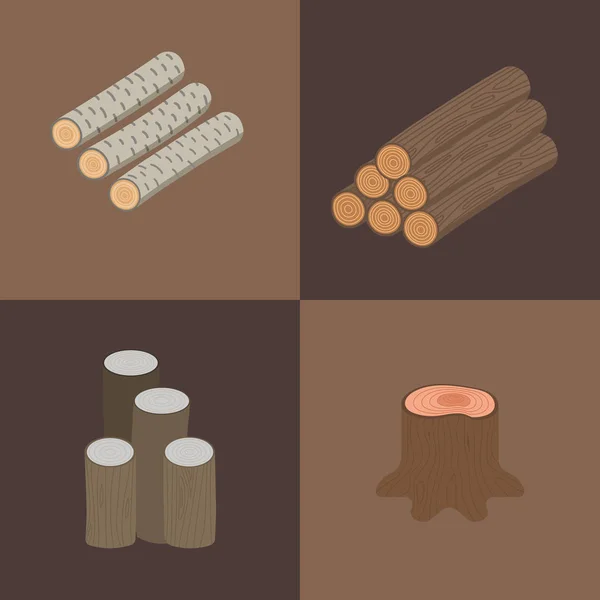 Sciages empilés de pin vecteur de bois pour la construction construction tronc coupé écorce d'arbre bois matériaux illustration . — Image vectorielle