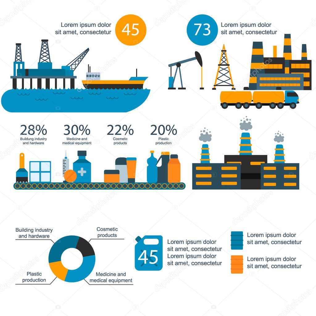 Oil gas industry vector manufacturing gas infographic world oil