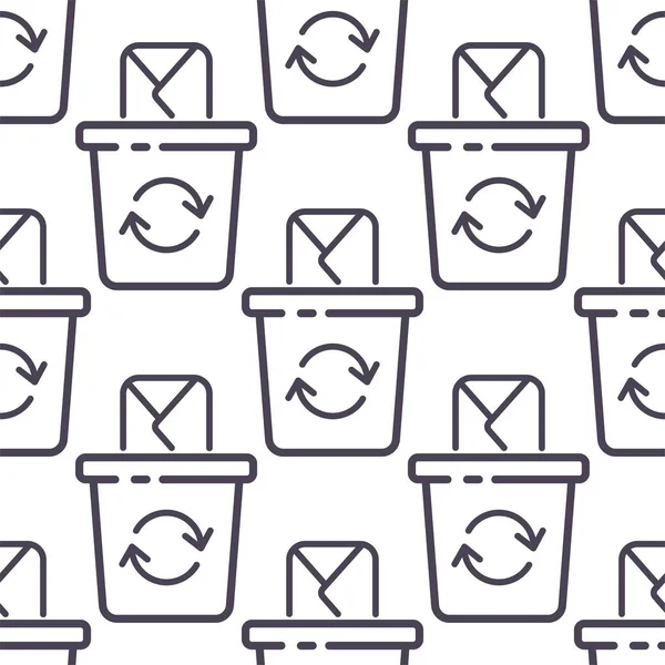 Mülleimer flachen Vektor Briefkasten Brief gelöscht isoliert auf weißem Hintergrund nahtlose Muster Hintergrund — Stockvektor