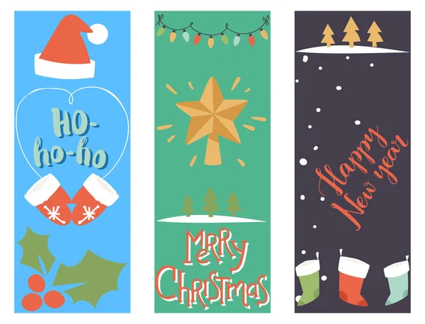 Christmas greeting card vector background banner holidays winter xmas hand draw congratulation New Year brochure illustration. — Stock Vector