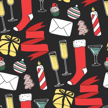 Noel vektör seamless modeli yeni yıl el kart tarzı tatil duvar kağıdı dekorasyon Noel arka plan çizilmiş